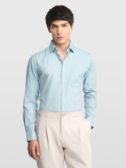 Arrow - Blue Self Design Cotton Regular Fit Shirt