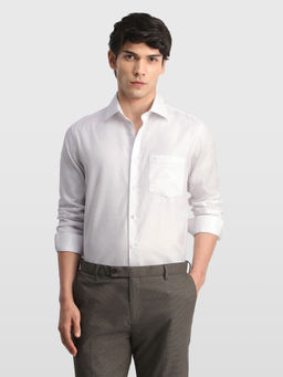 Arrow - White Self Design Cotton Regular Fit Shirt