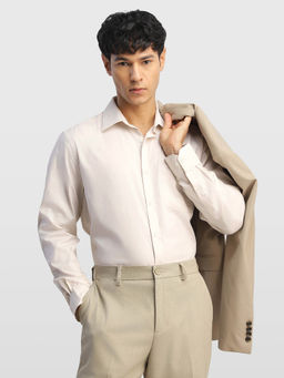 Arrow - Beige Solid Cotton Regular Fit Shirt
