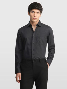 Arrow - Grey Textured Cotton Regular Fit Shirt