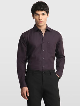 Arrow - Purple Textured Cotton Regular Fit Shirt