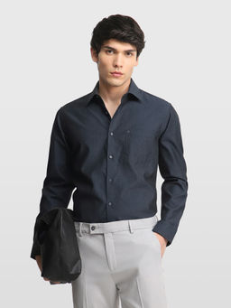 Arrow - Blue Self Design Cotton Regular Fit Shirt