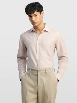 Arrow - Beige Self Design Cotton Regular Fit Shirt