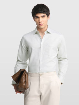 Arrow - Green Self Design Cotton Regular Fit Shirt
