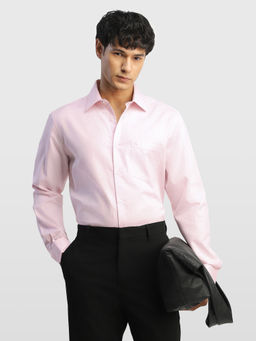 Arrow - Pink Self Design Cotton Regular Fit Shirt
