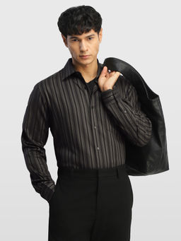 Arrow - Grey Stripes Cotton Regular Fit Shirt