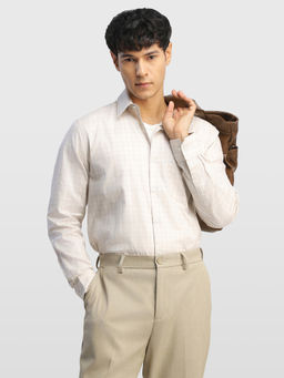 Arrow - Beige Checks Cotton Regular Fit Shirt