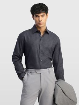 Arrow - Blue Self Design Cotton Regular Fit Shirt