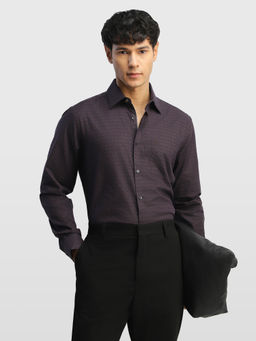 Arrow - Purple Self Design Cotton Regular Fit Shirt