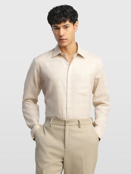 Arrow - Beige Checks Cotton Regular Fit Shirt