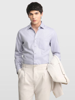 Arrow - Purple Self Design Cotton Regular Fit Shirt