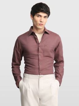 Arrow - Brown Self Design Cotton Regular Fit Shirt