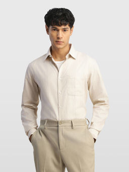 Arrow - Yellow Textured Cotton Regular Fit Shirt