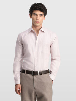 Arrow - Pink Textured Cotton Regular Fit Shirt
