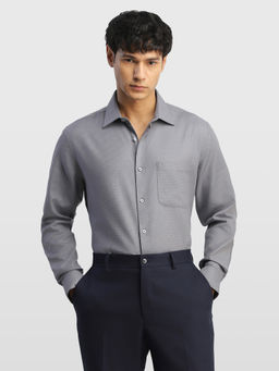 Arrow - Grey Self Design Cotton Regular Fit Shirt