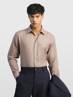 Arrow - Brown Self Design Cotton Regular Fit Shirt