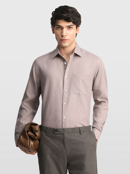 Arrow - Brown Self Design Cotton Regular Fit Shirt