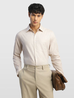 Arrow - Beige Self Design Cotton Regular Fit Shirt