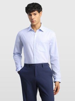 Arrow - Blue Self Design Cotton Regular Fit Shirt