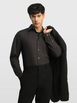 Arrow - Green Self Design Cotton Regular Fit Shirt