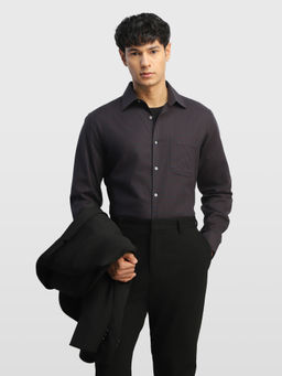 Arrow - Brown Self Design Cotton Regular Fit Shirt