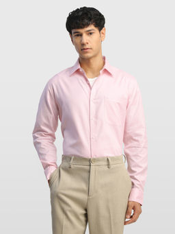 Arrow - Pink Self Design Cotton Regular Fit Shirt