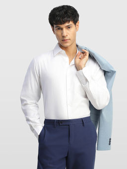 Arrow - White Self Design Cotton Regular Fit Shirt