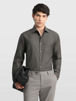 Arrow - Grey Self Design Cotton Regular Fit Shirt
