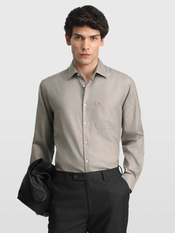 Arrow - Beige Solid Cotton Regular Fit Shirt