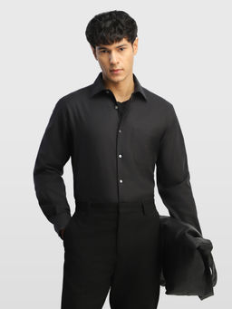 Arrow - Black Solid Cotton Regular Fit Shirt