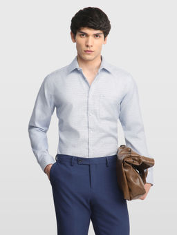 Arrow - Blue Self Design Cotton Regular Fit Shirt