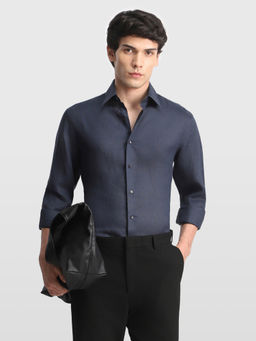 Arrow - Blue Solid Linen Tailored Fit Shirt