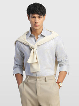 Arrow - Blue Self Design Cotton Tailored Fit Shirt