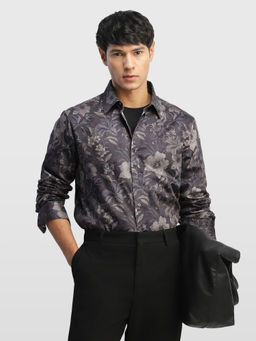 Arrow - Purple Floral Cotton Tailored Fit Shirt
