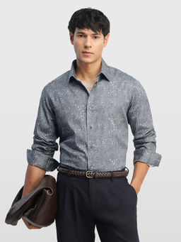 Arrow - Grey Floral Cotton Tailored Fit Shirt