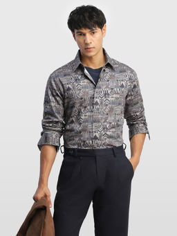Arrow - Blue Self Design Cotton Tailored Fit Shirt