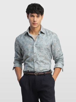 Arrow - Blue Floral Polyester Tailored Fit Shirt