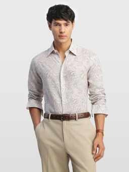 Arrow - White Floral Tencel Tailored Fit Shirt