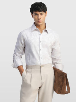 Arrow - Grey Floral Cotton Tailored Fit Shirt