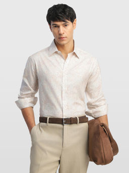 Arrow - White Floral Cotton Tailored Fit Shirt
