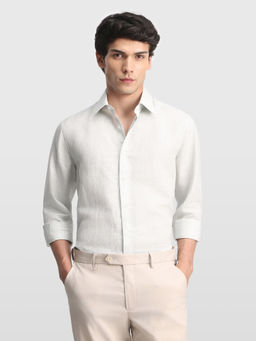 Arrow - Green Self Design Linen Tailored Fit Shirt