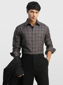 Arrow - Grey Checks Cotton Tailored Fit Shirt