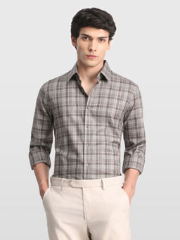 Arrow - Brown Checks Cotton Tailored Fit Shirt