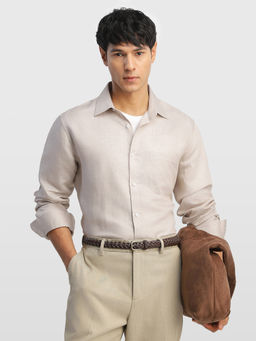 Arrow - Beige Solid Linen Tailored Fit Shirt