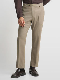 Arrow - Beige Solid Polyester Regular Fit Trouser