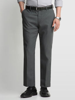 Arrow - Grey Solid Polyester Regular Fit Trouser