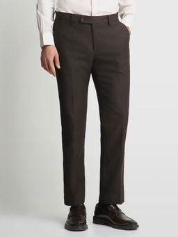 Arrow - Brown Solid Polyester Regular Fit Trouser