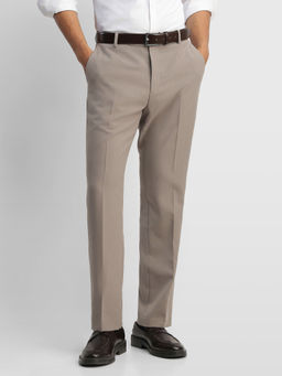 Arrow - Beige Stripes Polyester Regular Fit Trouser