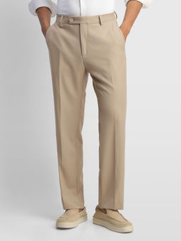 Arrow - Beige Solid Polyester Regular Fit Trouser