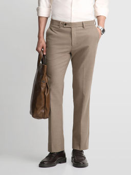 Arrow - Brown Solid Polyester Regular Fit Trouser